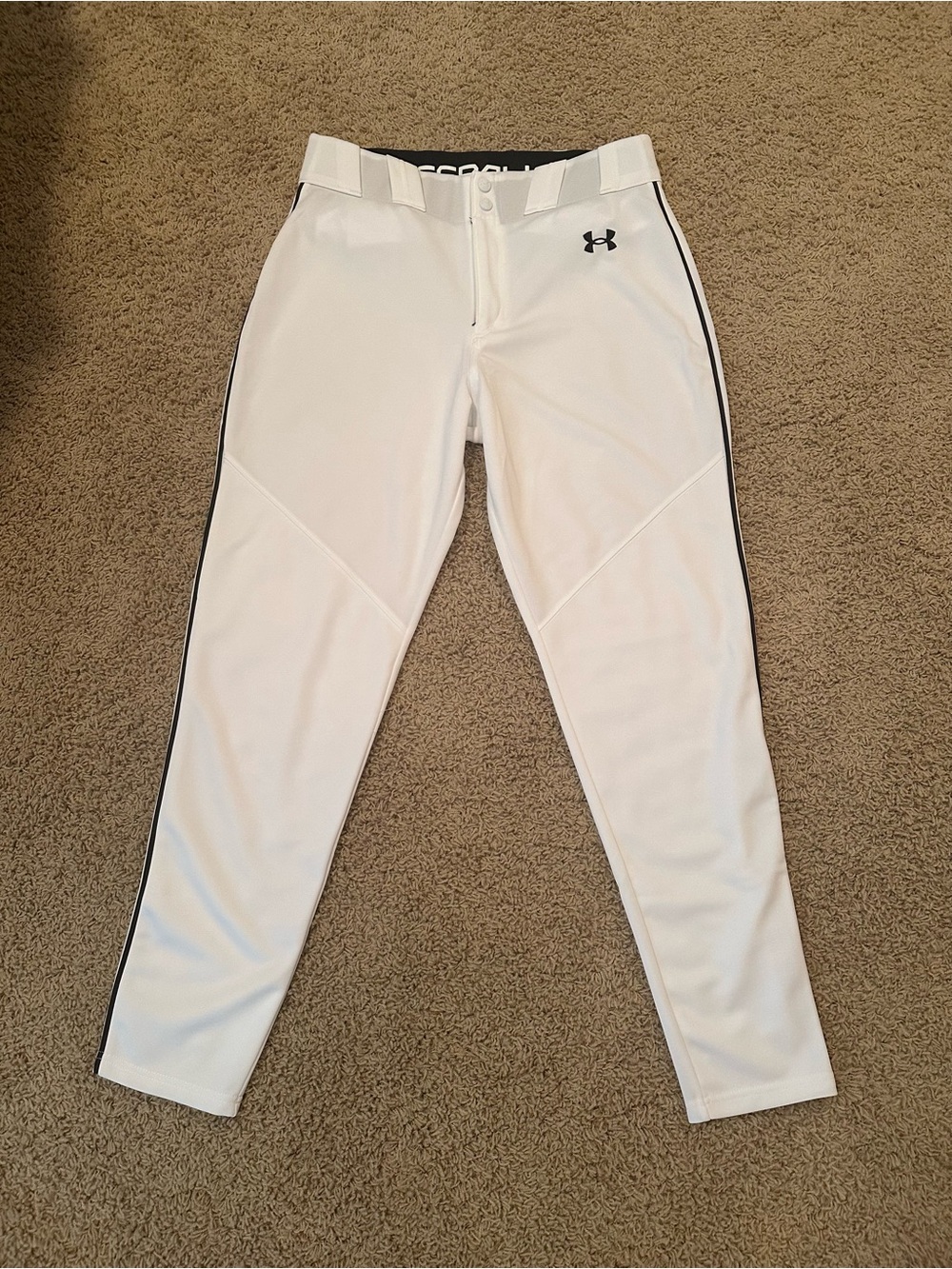Under Armour White Baseball Pants Pants with Black Side Piping